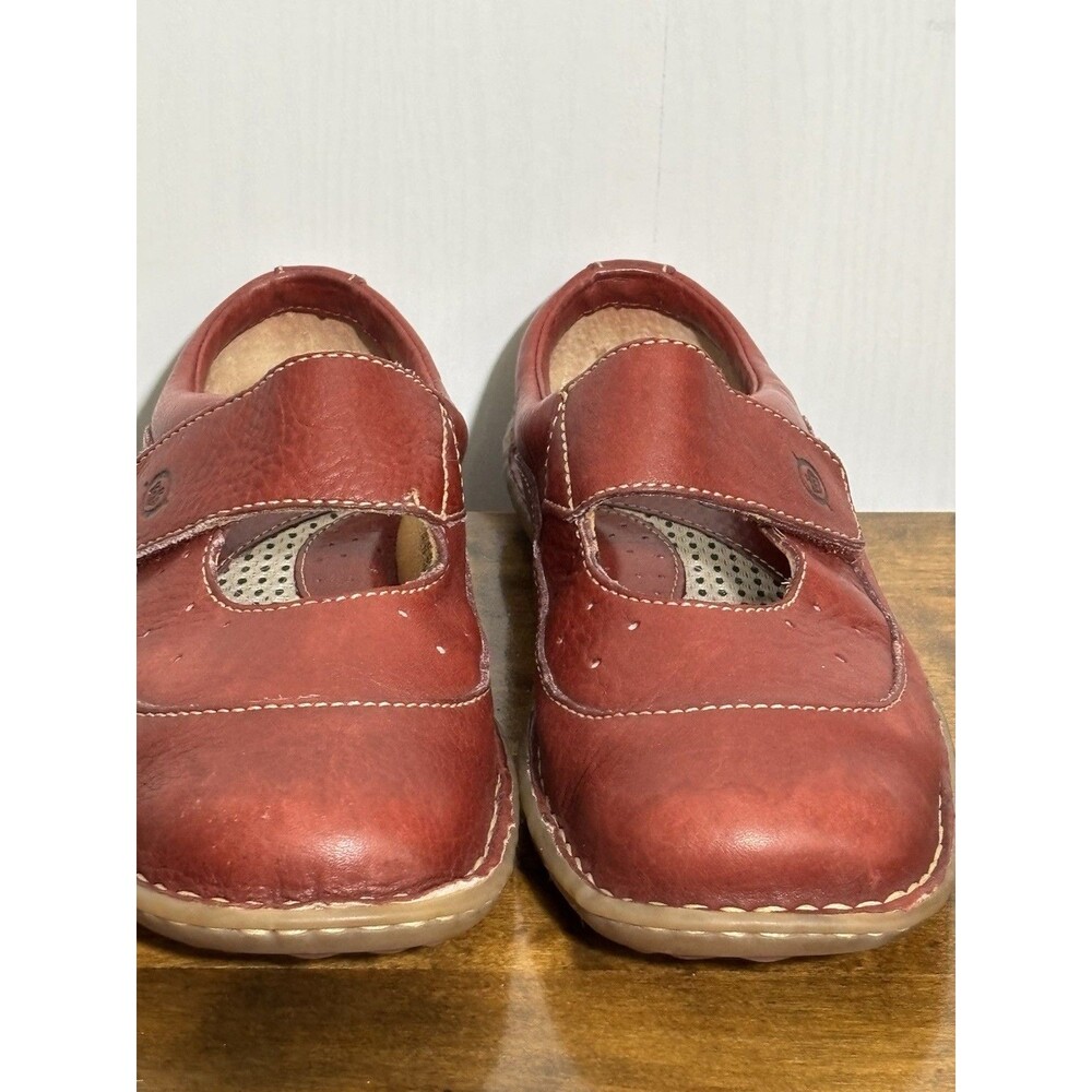 Born Mary Jane Mules Womens 7.5 Red Leather Slip On Shoe 38.5 Wide Strap Comfort - Picture 3 of 14